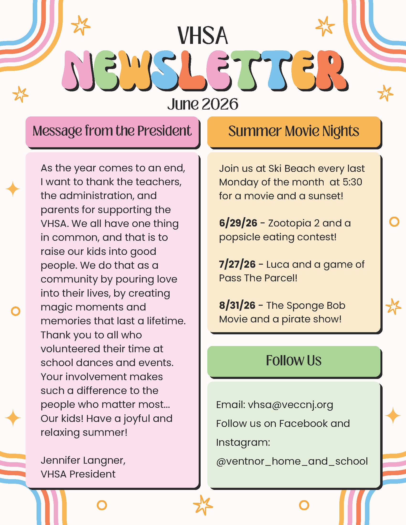 VHSA June Newsletter