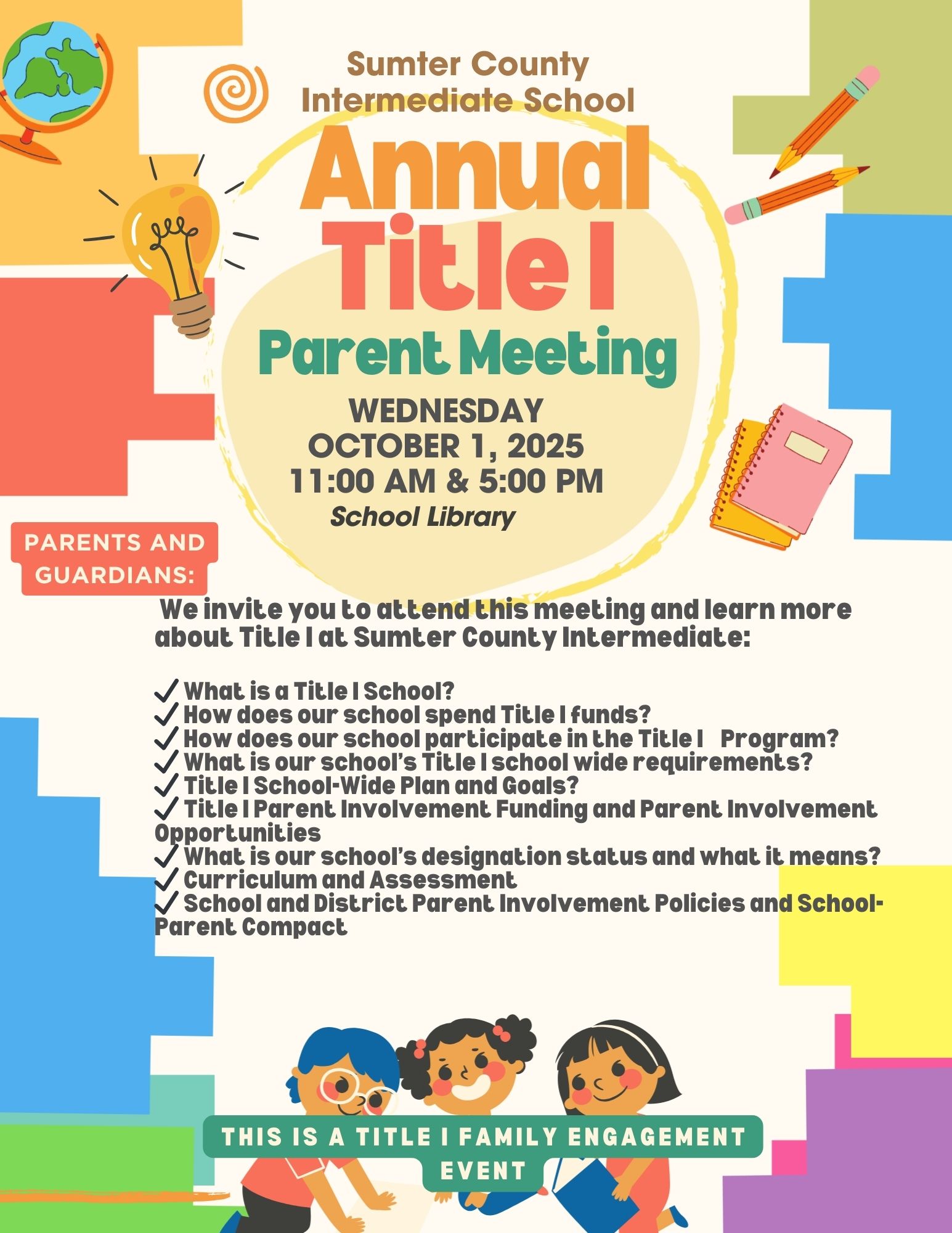 Title 1 Parent Meeting Oct. 1