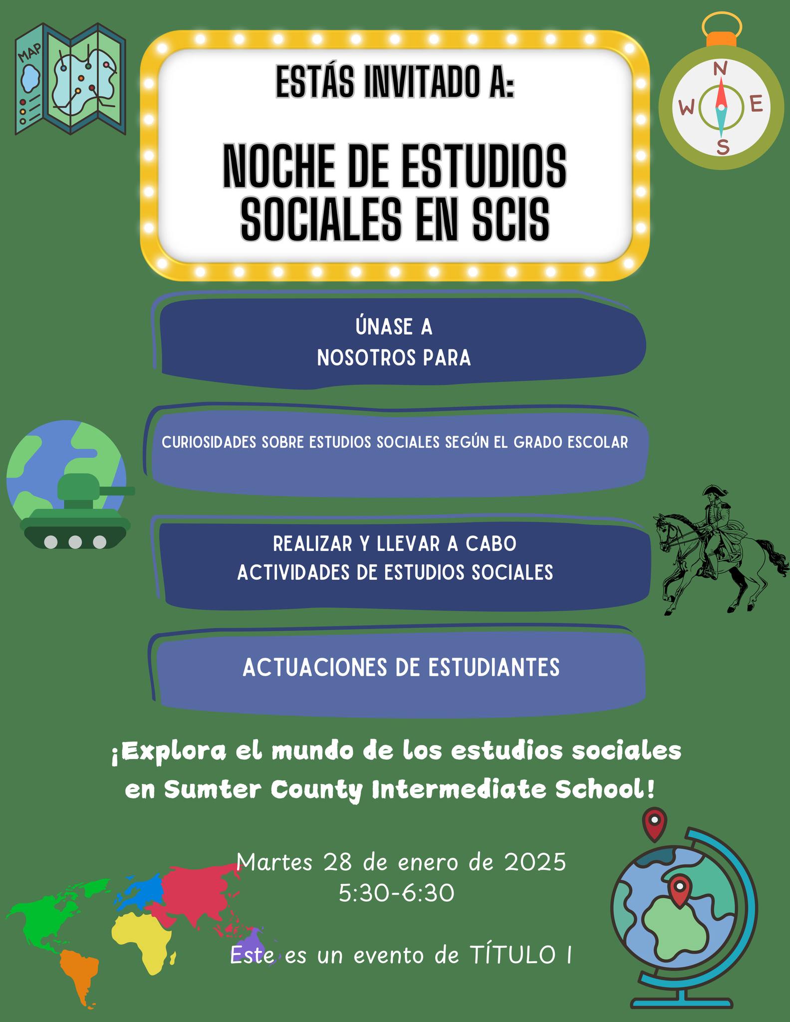 Social Studies Night Flyer Jan. 28 Spanish