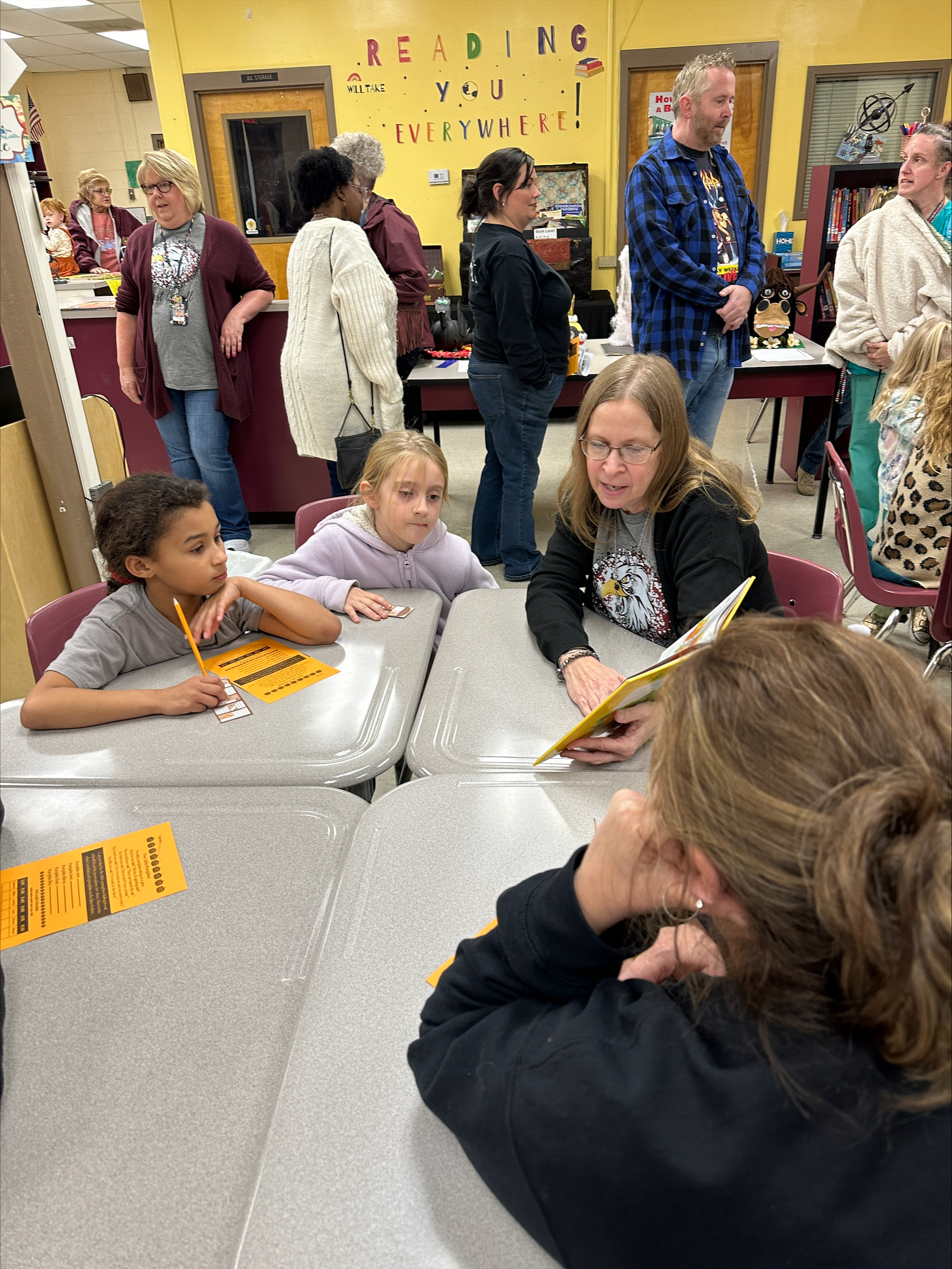 reading to wces students at literacy night