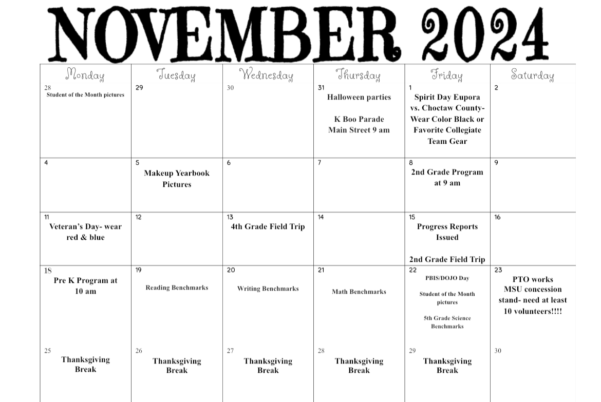 Nov. 2024 Calendar