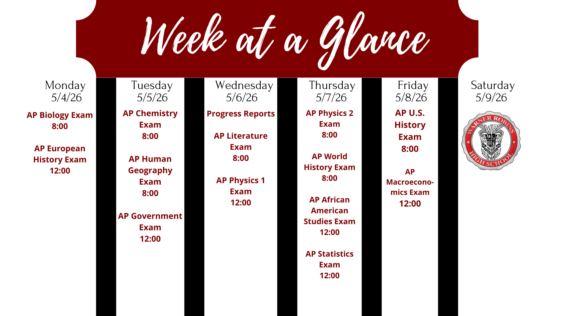 Week at a Glance May 4-May 9
