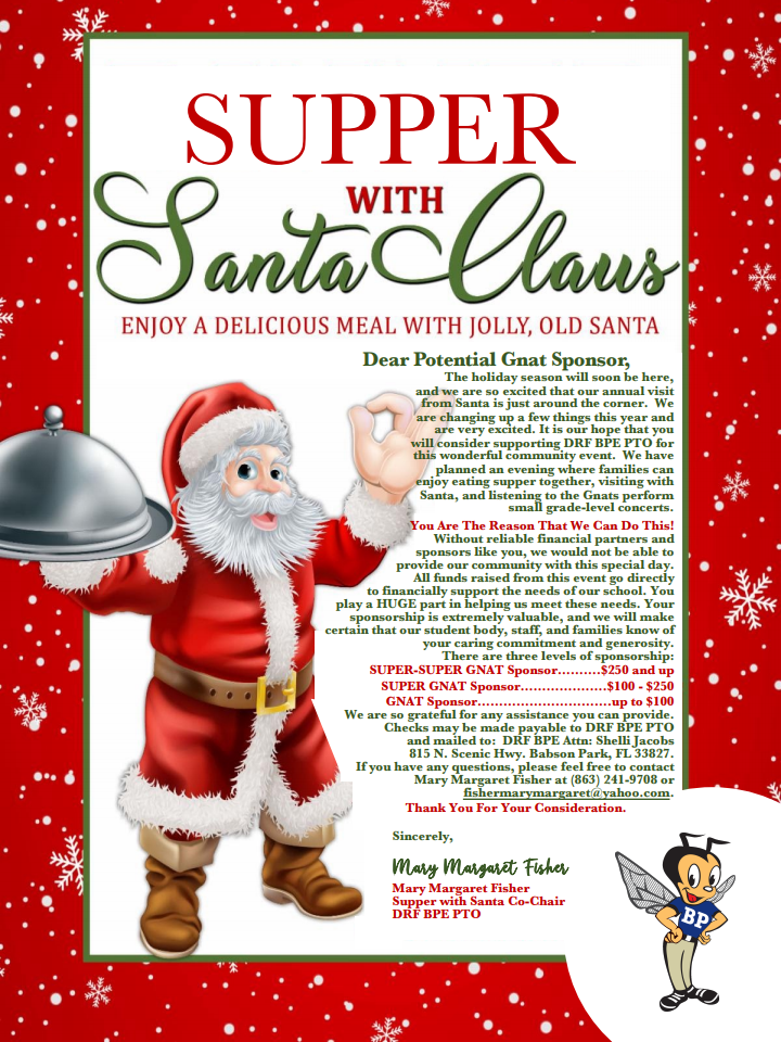 Supper with Santa Claus Sponsor Information.