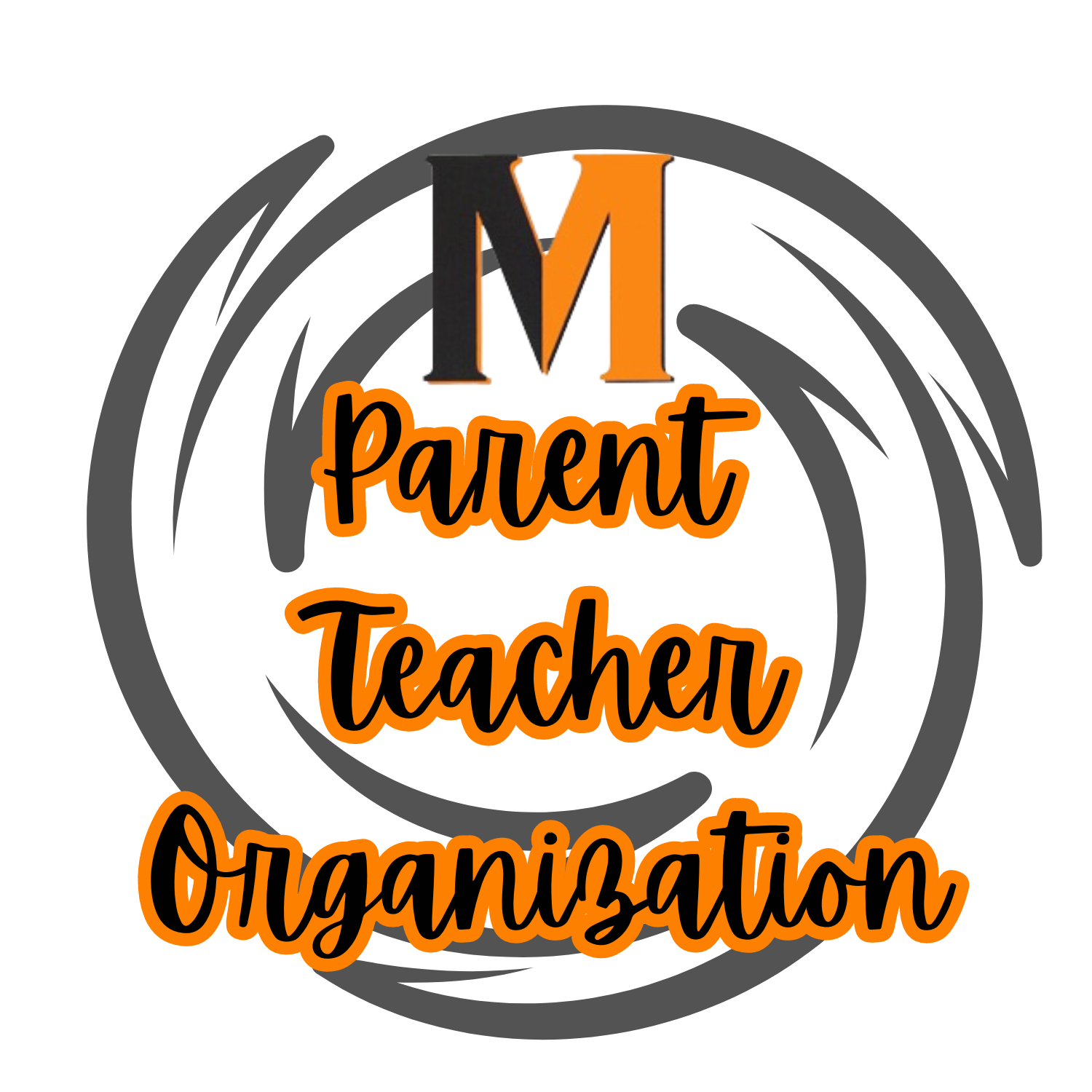 Hurricane icon with power m and words parent teacher organization