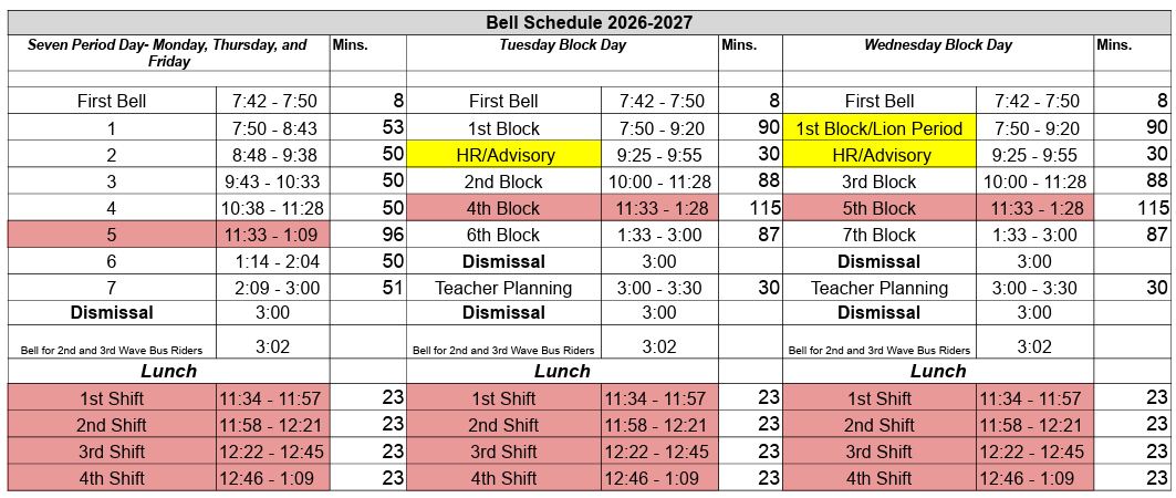 bell schedule