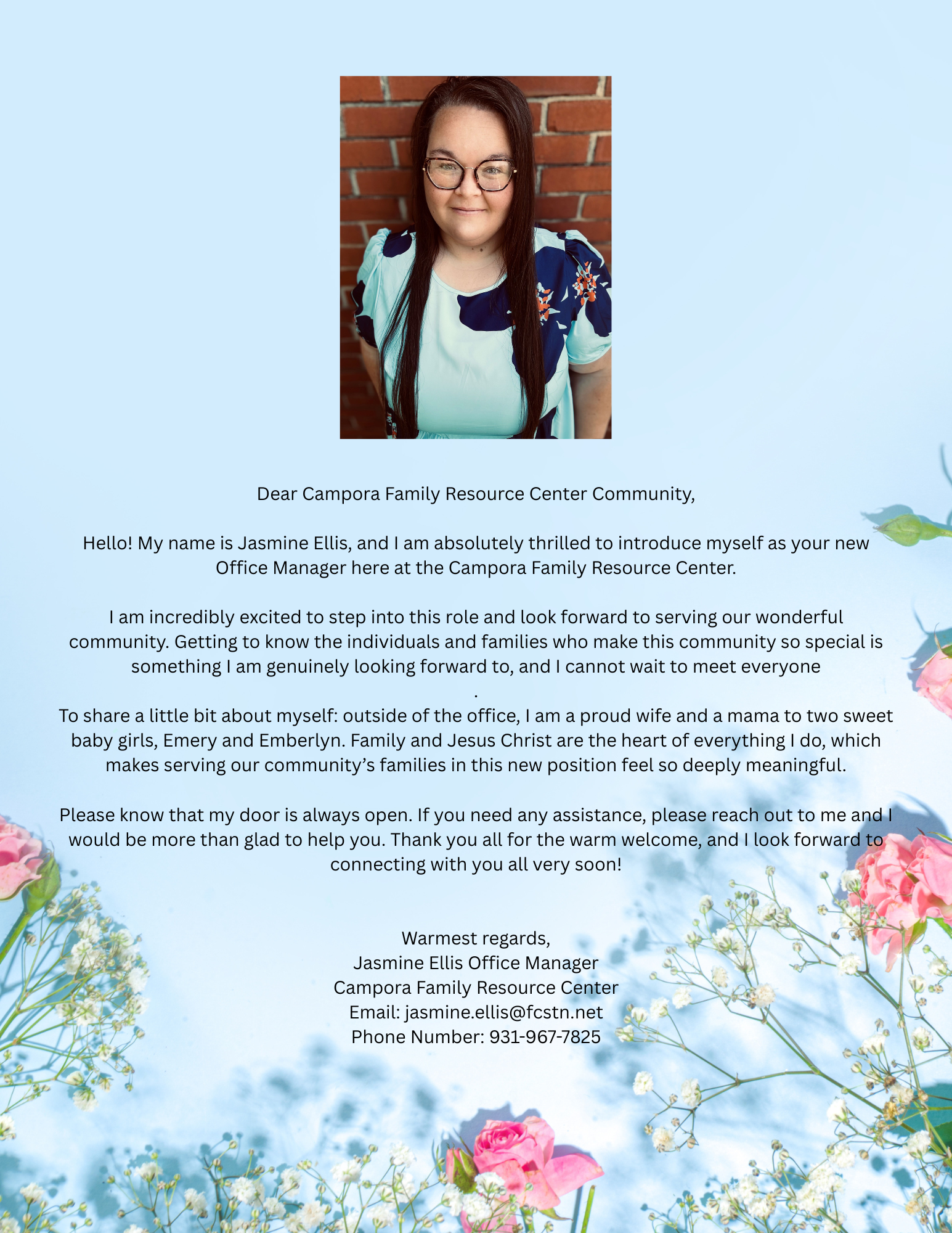 Introducing Jasmine Ellis New Office Manager