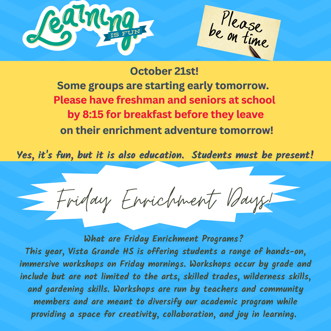 Flyer with Friday events
