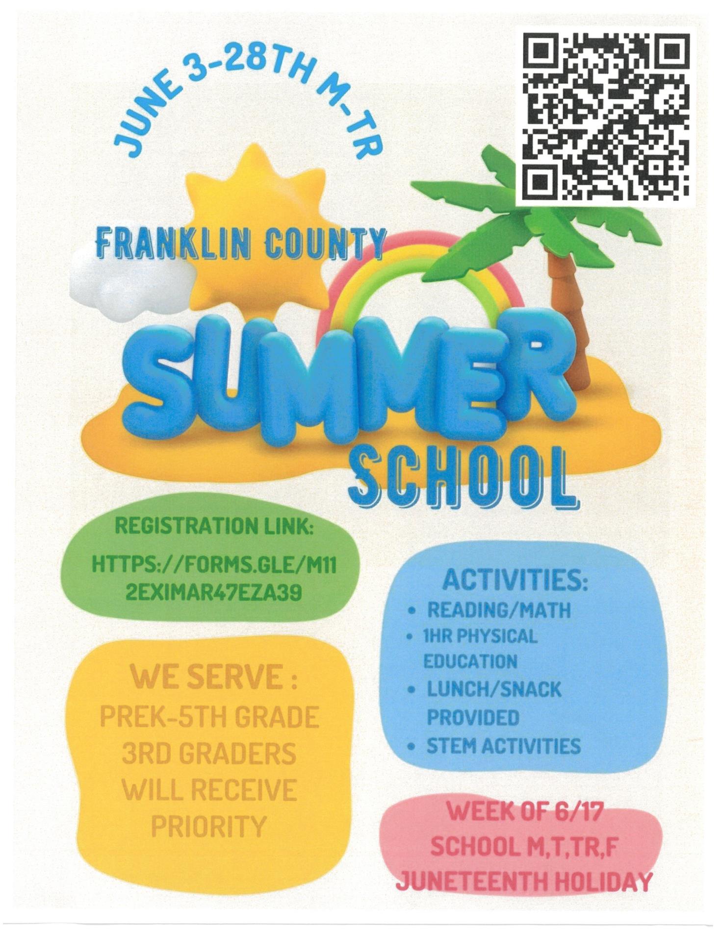 Summer camp registration is now open for franklin county school