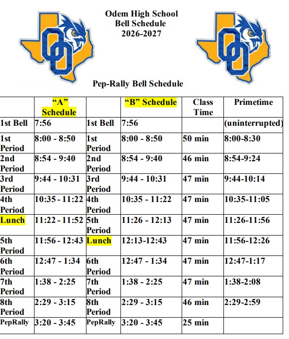 Pep Rally Schedule
