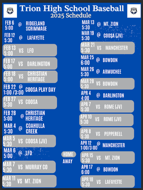 2024-2025 THS BASEBALL SCHEDULE: CLICK HERE FOR READABLE TEXT