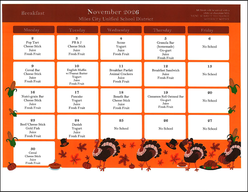 November Breakfast Menu