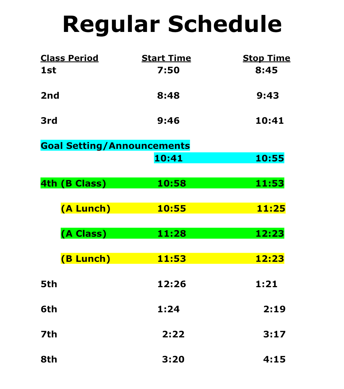Bell Schedule