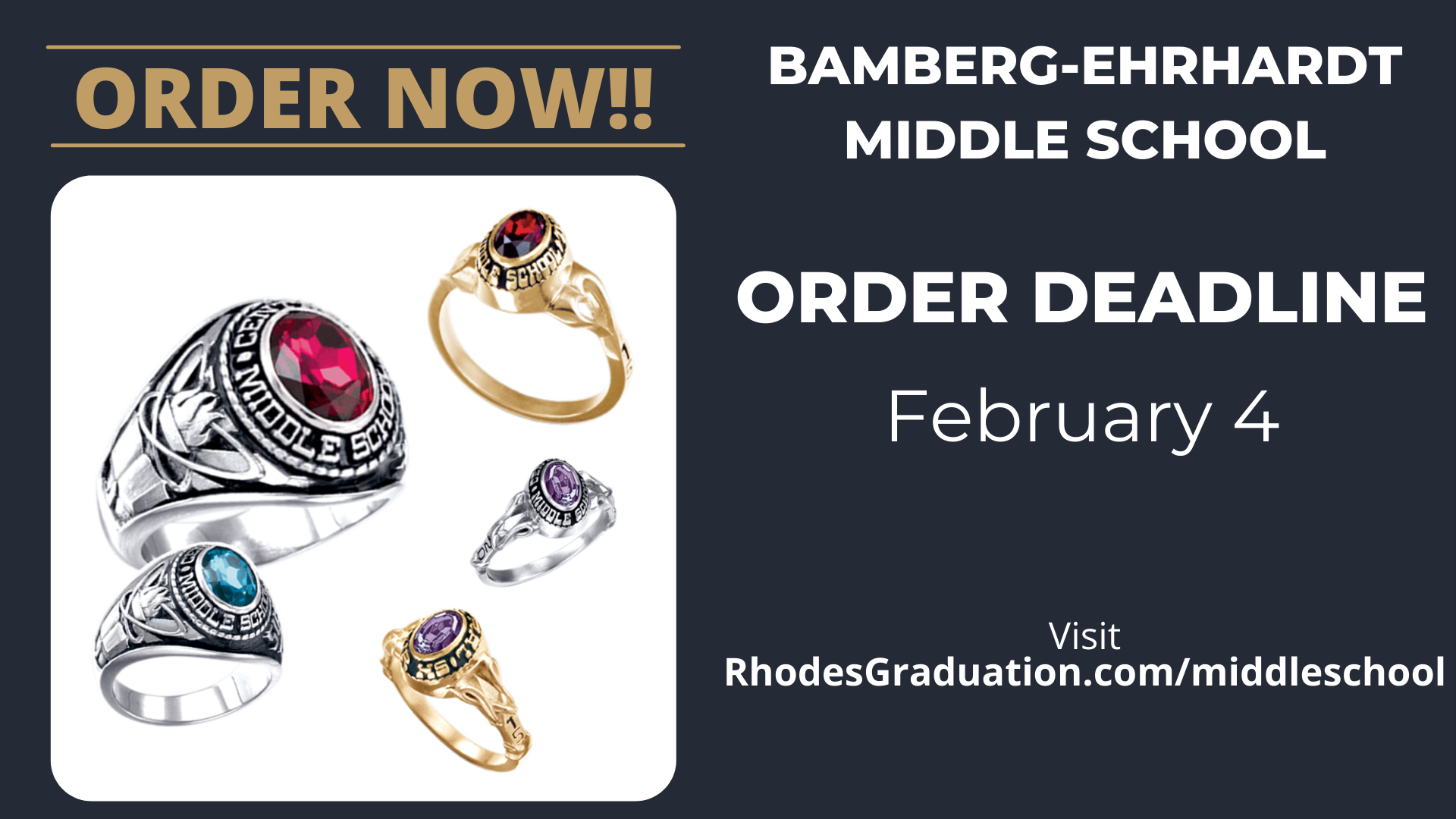 BEMS Spirit Ring Order Deadline - February 4, 2022. Please contact BEMS for details.
