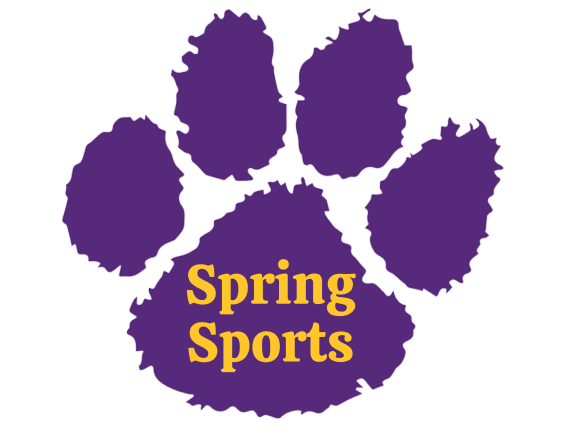 paw print with "spring sports" on palm