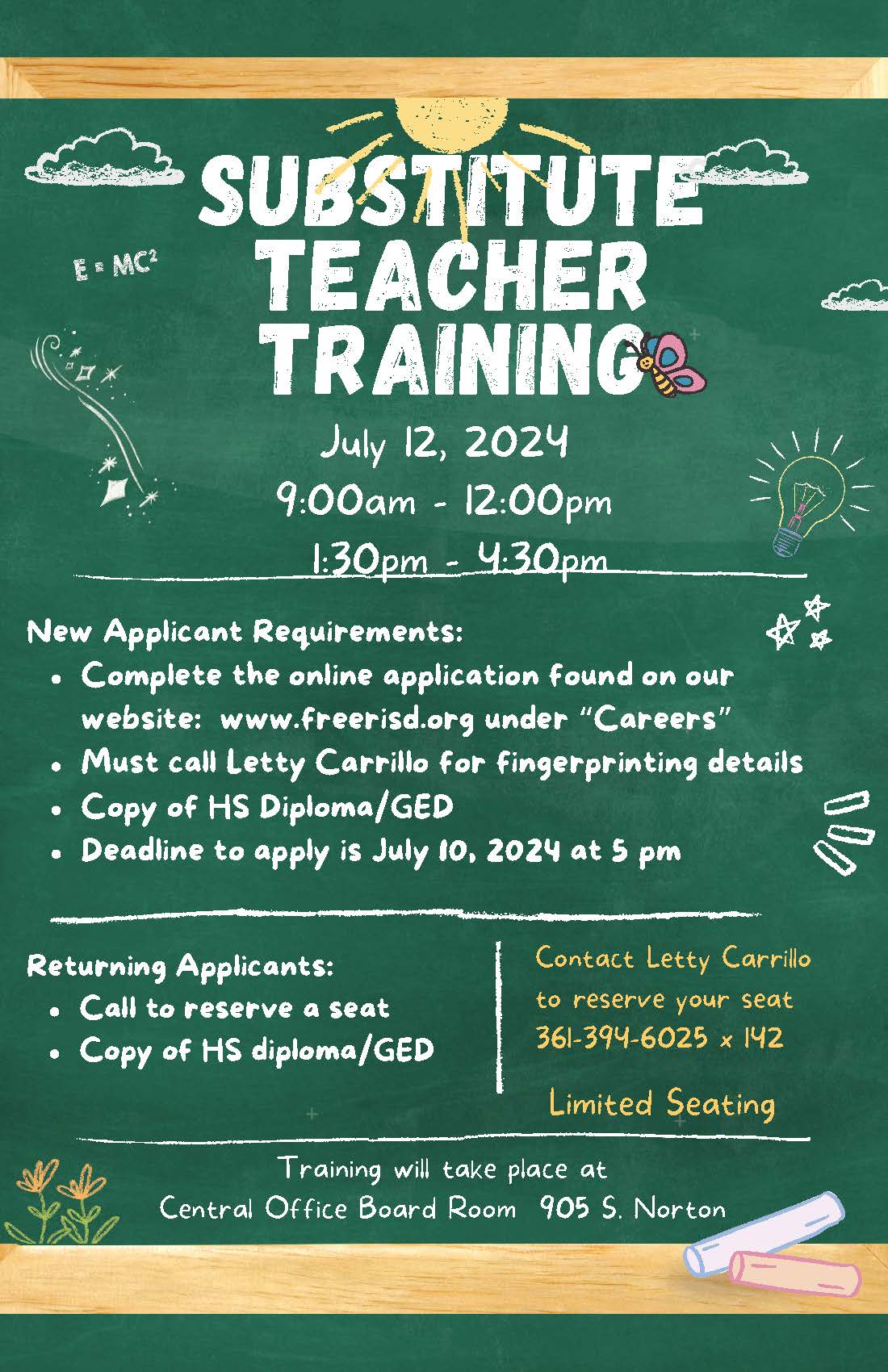 Substitute Teacher Training Flyer Image