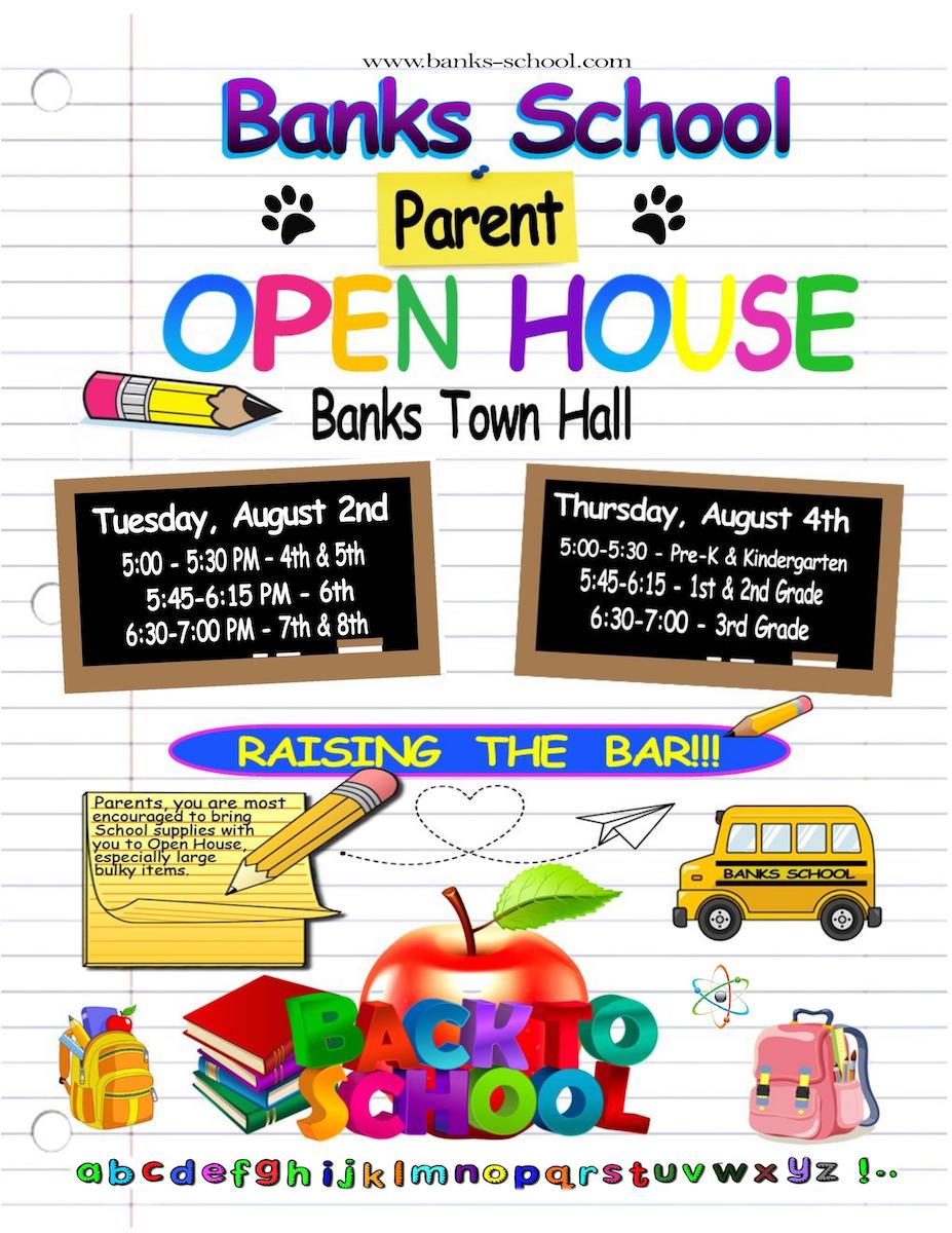 Banks School Open House Flyer