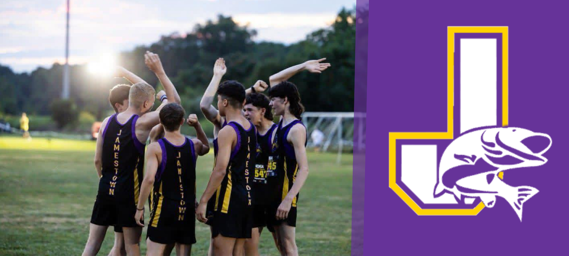 Picture of the JASD Cross Country team excited with high fives.