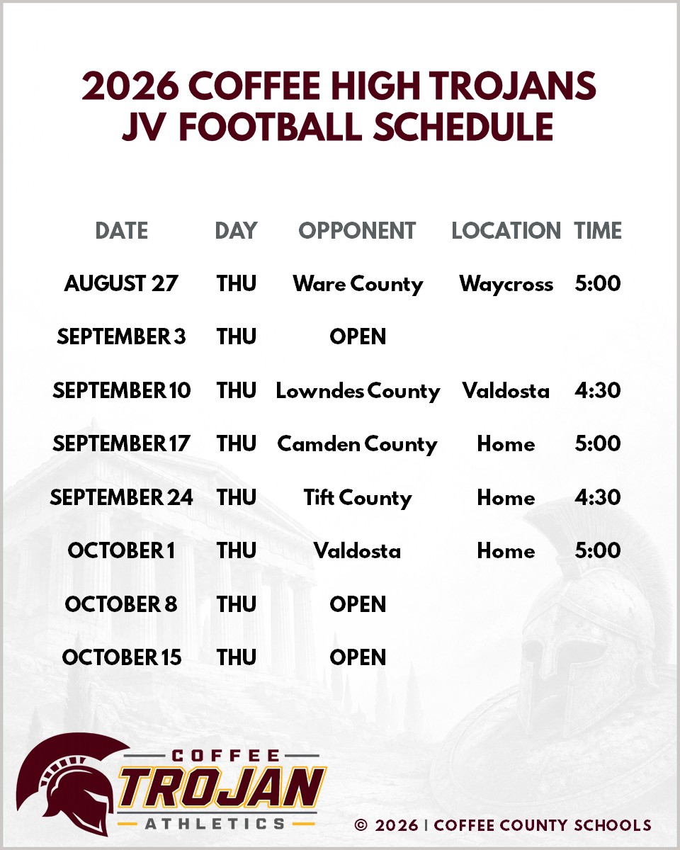 2026 Coffee High School JV Football Schedule