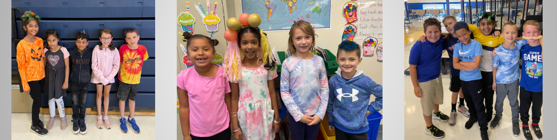 Students posing for crazy hair day
