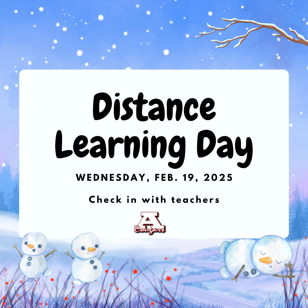 Distance Learning Day Wednesday, Feb. 19. Check in with teachers