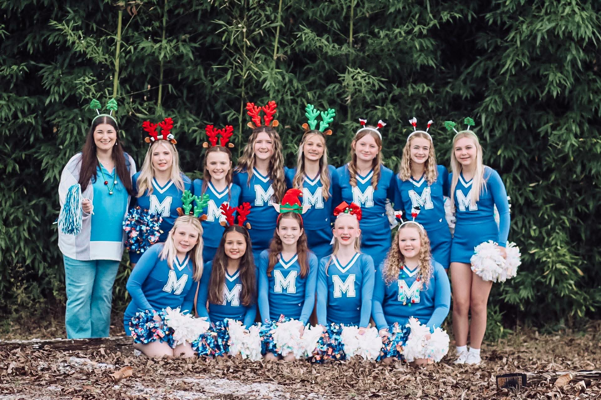 MMS cheerleaders posing at the Pine Level parade