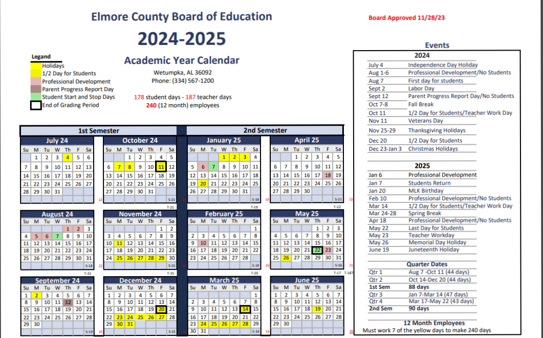 Academic Calendar