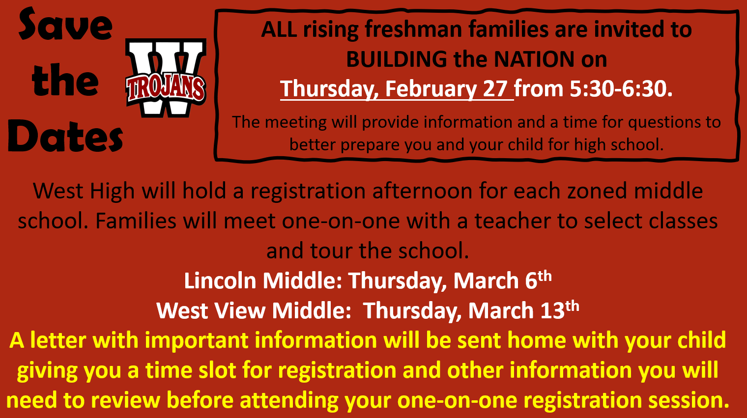 freshmen registration March 7 & 13