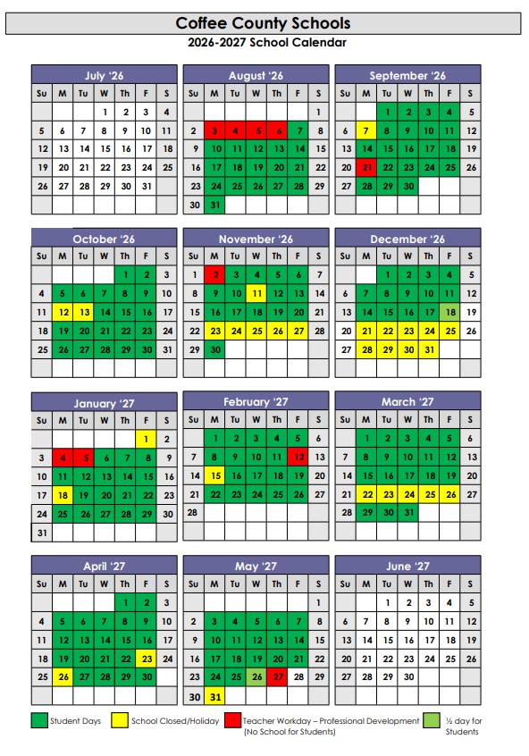 2026-2027 School Calendar