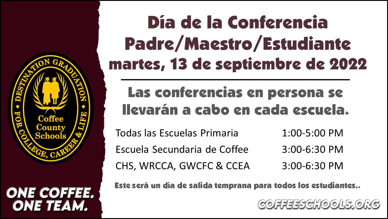 Día de la Conferencia Padre/Maestro/Estudiante martes, 13 de septiembre de 2022