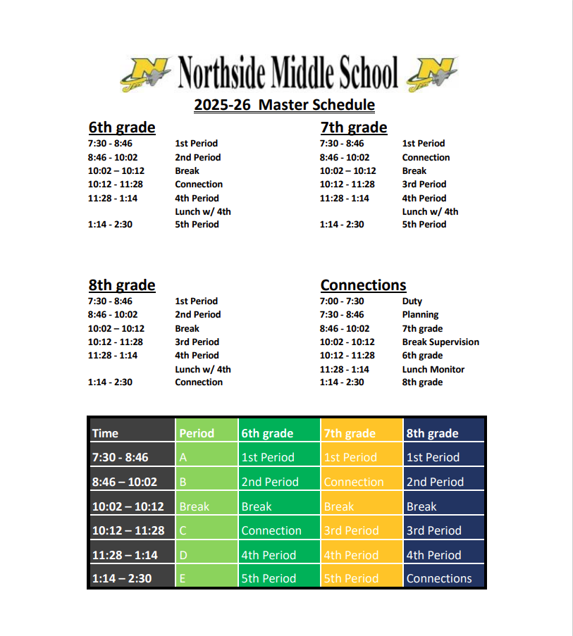 2025-2026 Master Schedule