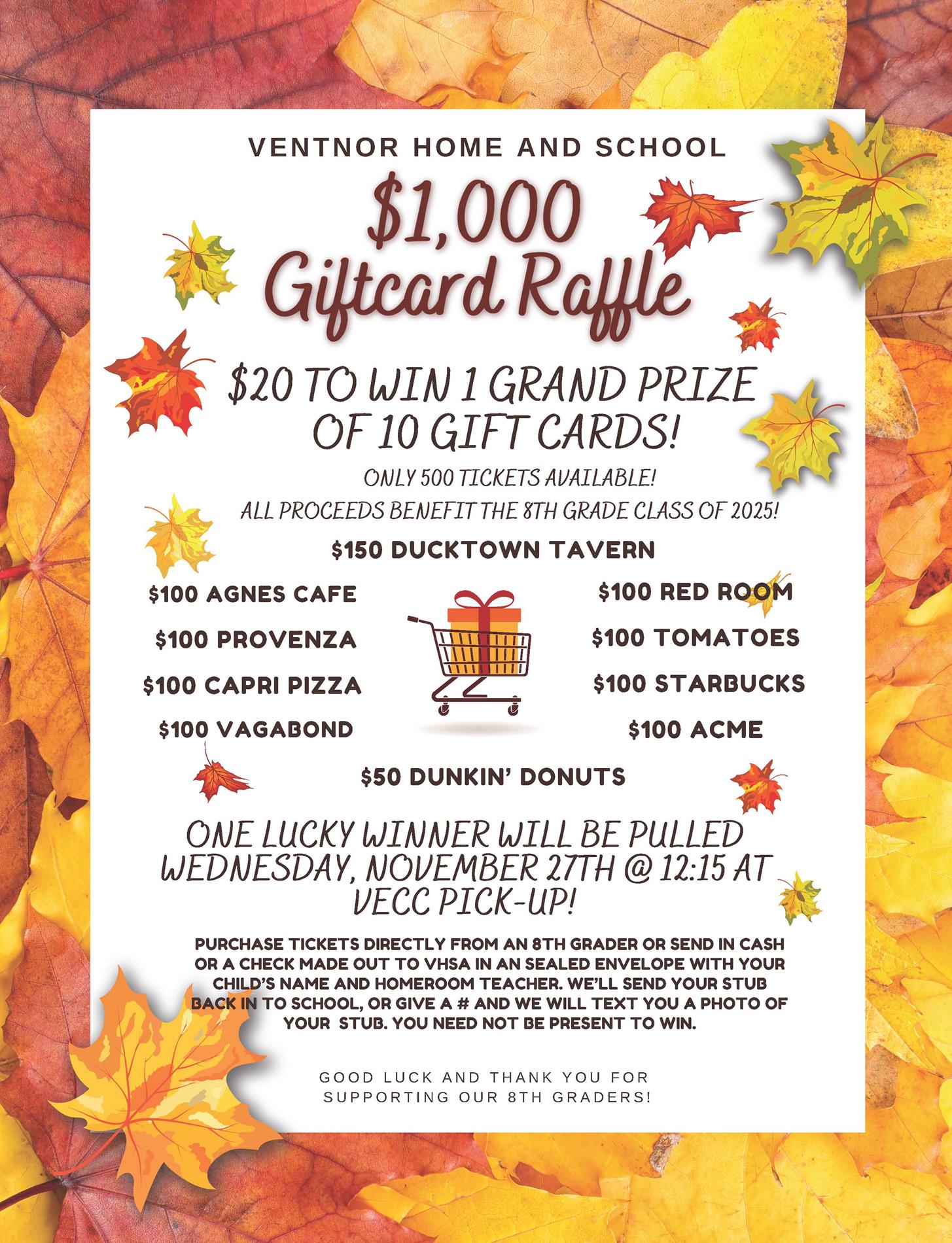 VHSA/8th Gr Dance Fall Raffle