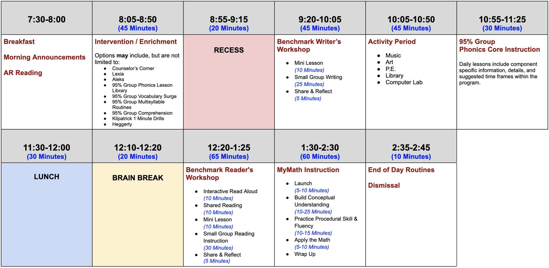 #Grade 4 BM/Soto (34SW) RL Schedule