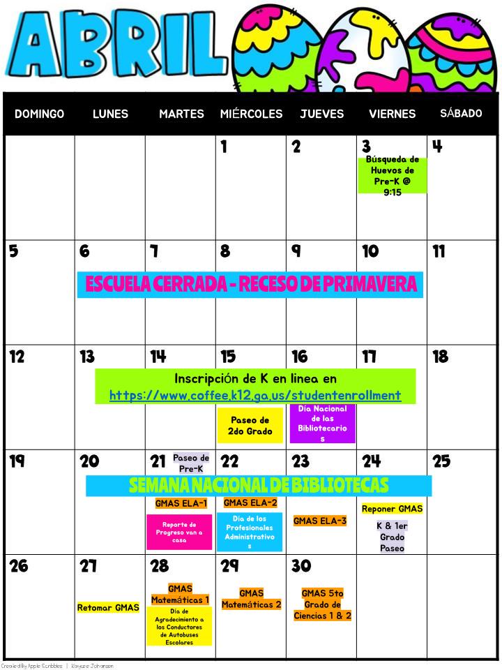 APRIL CALENDAR (SPANISH)