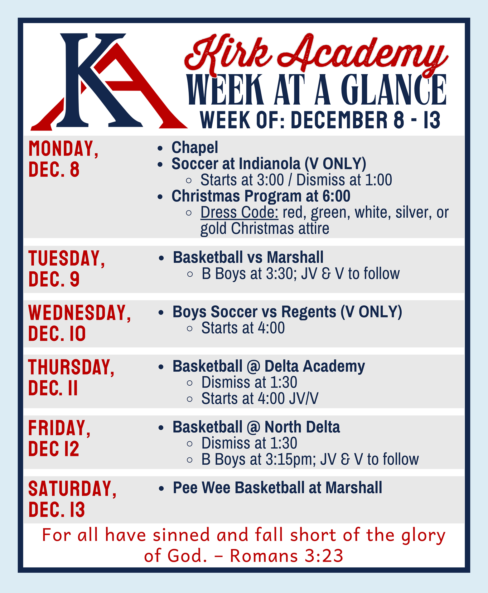 week at a glance