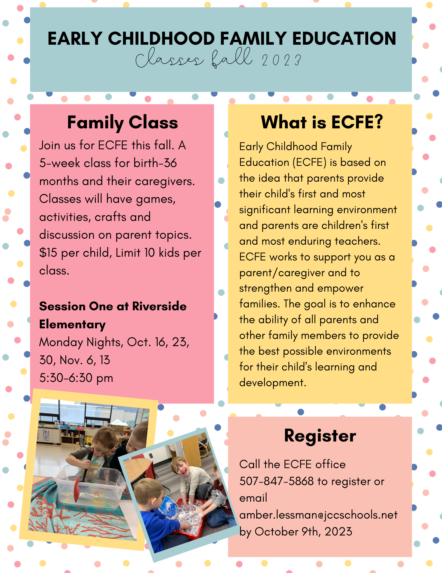 ECFE fall 2023 class dates