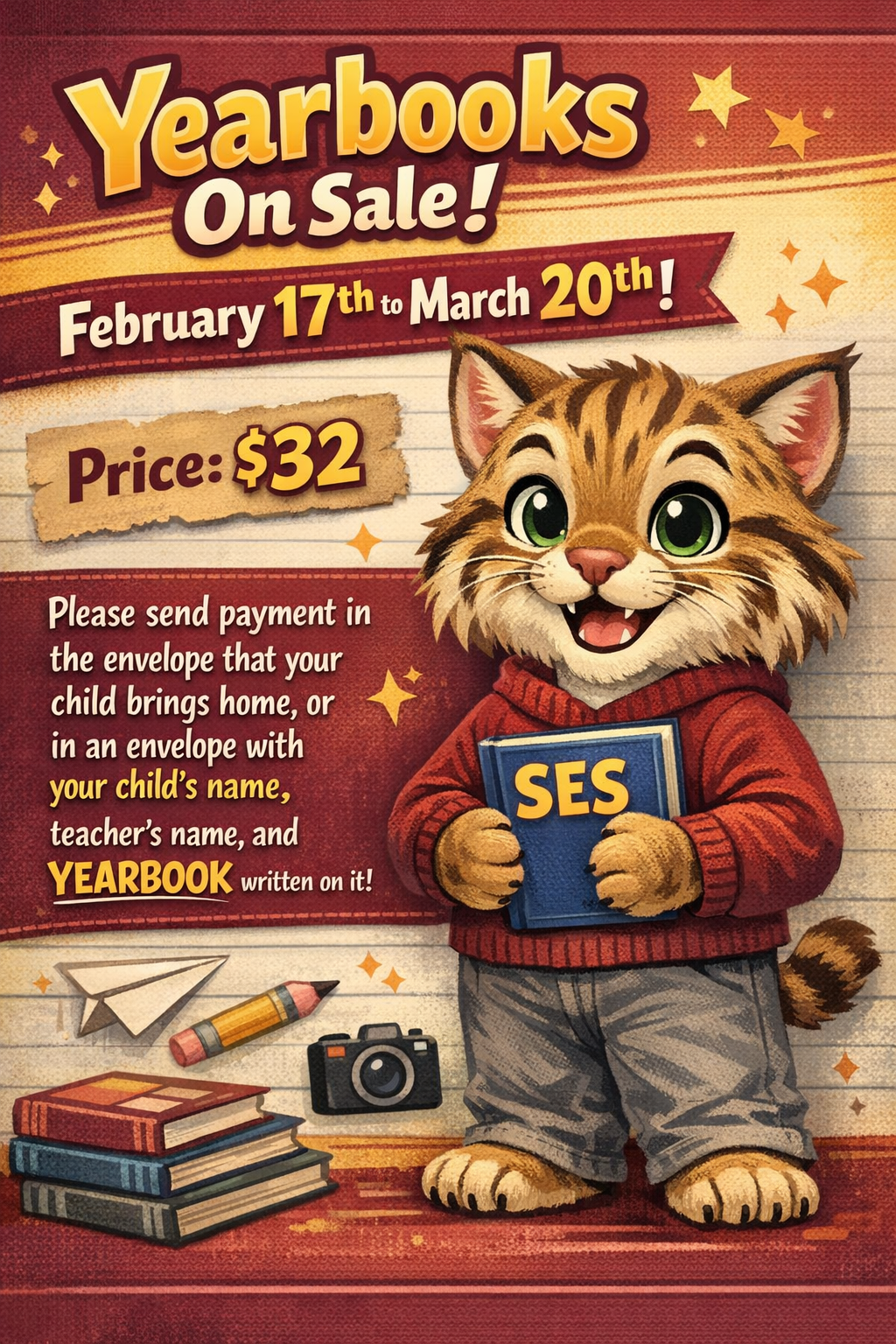 Yearbook Sale February 17-March 20. The price is $32.