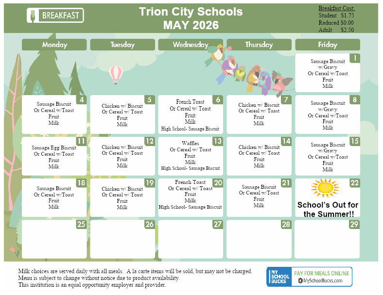 TCS BREAKFAST MENU: CLICK TO OPEN MENU IN READABLE TEXT