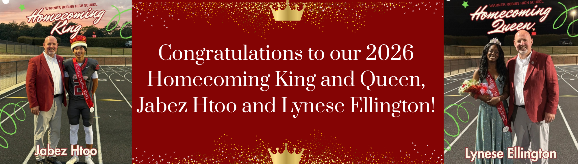 Congratulations to our Homecoming King and Queen, Jabez Htoo and Lynese Ellington!
