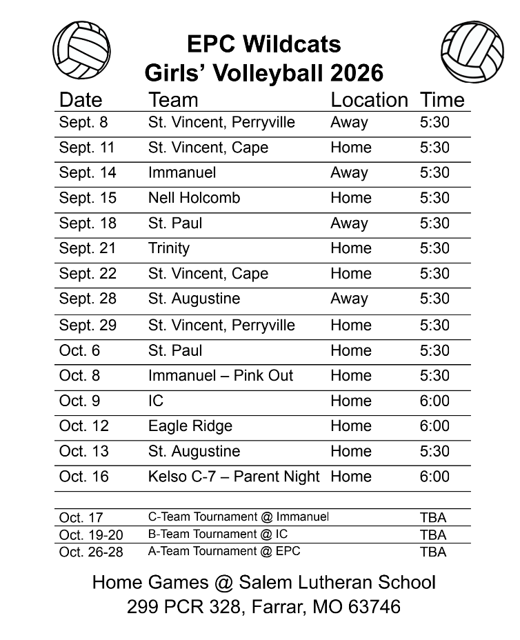 Girls Volleyball Schedule