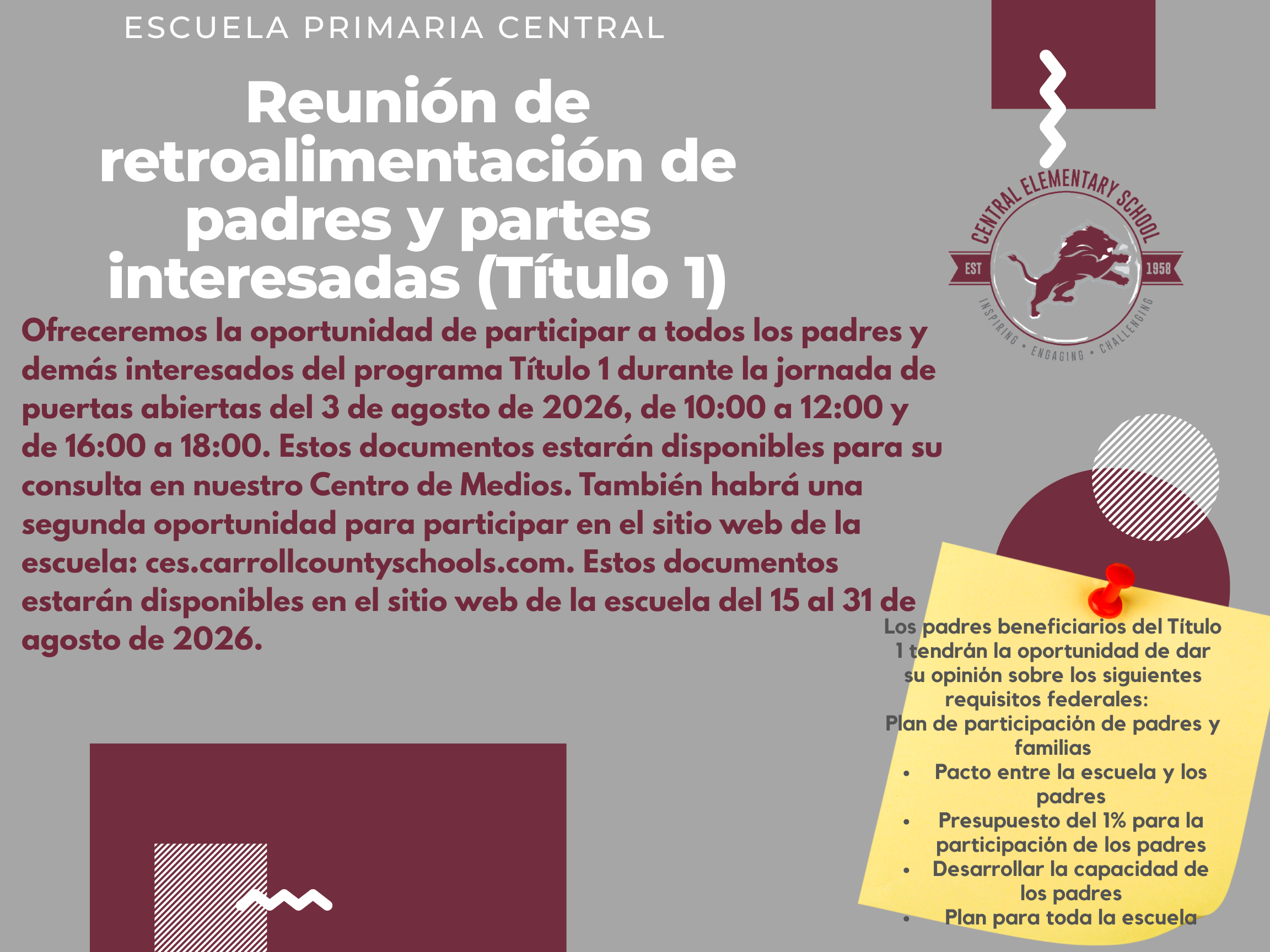 Spanish Title 1 Meeting Invite