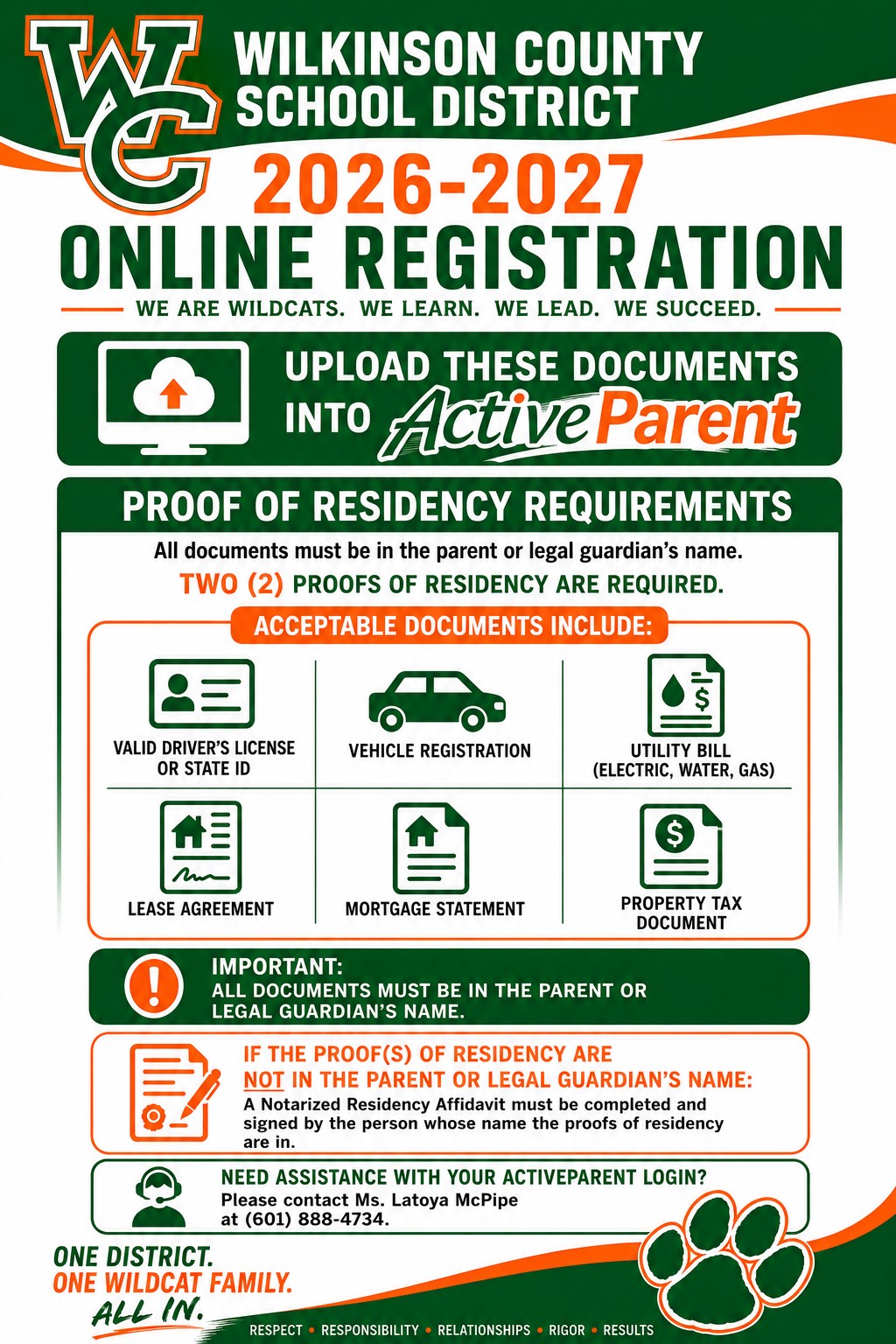 Green and Orange flyer about registration