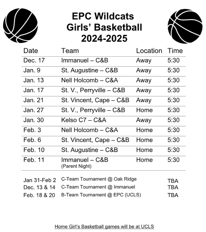 Girls BB Schedule