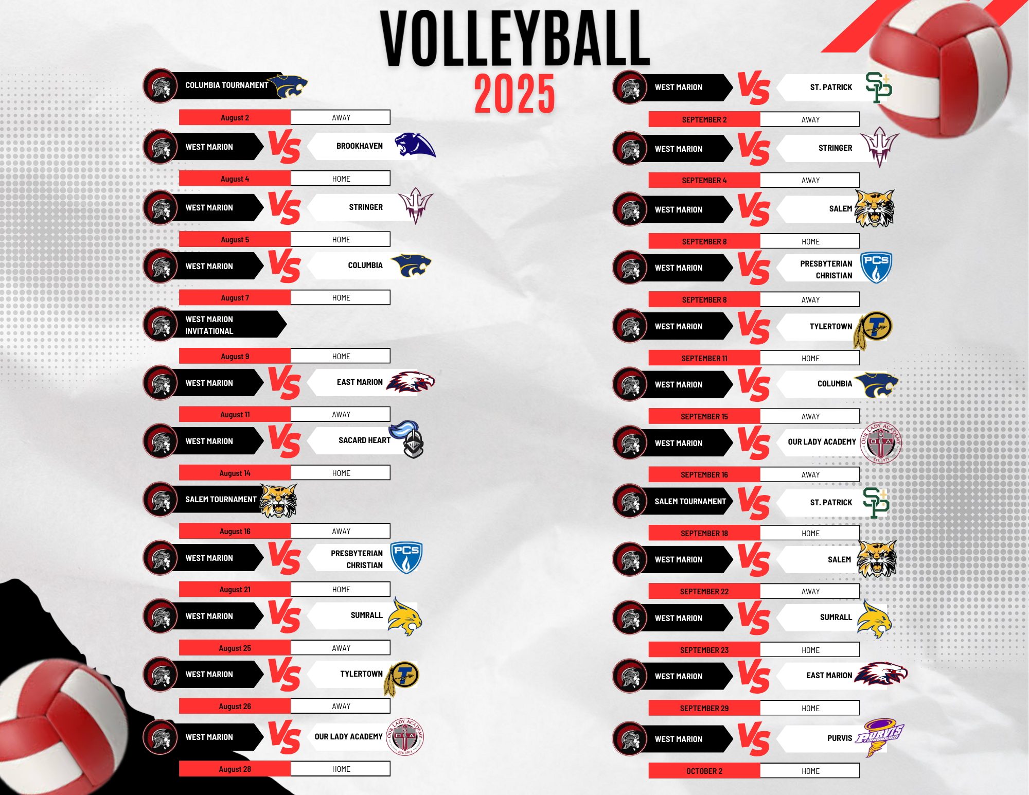 Volley Ball Schedule 