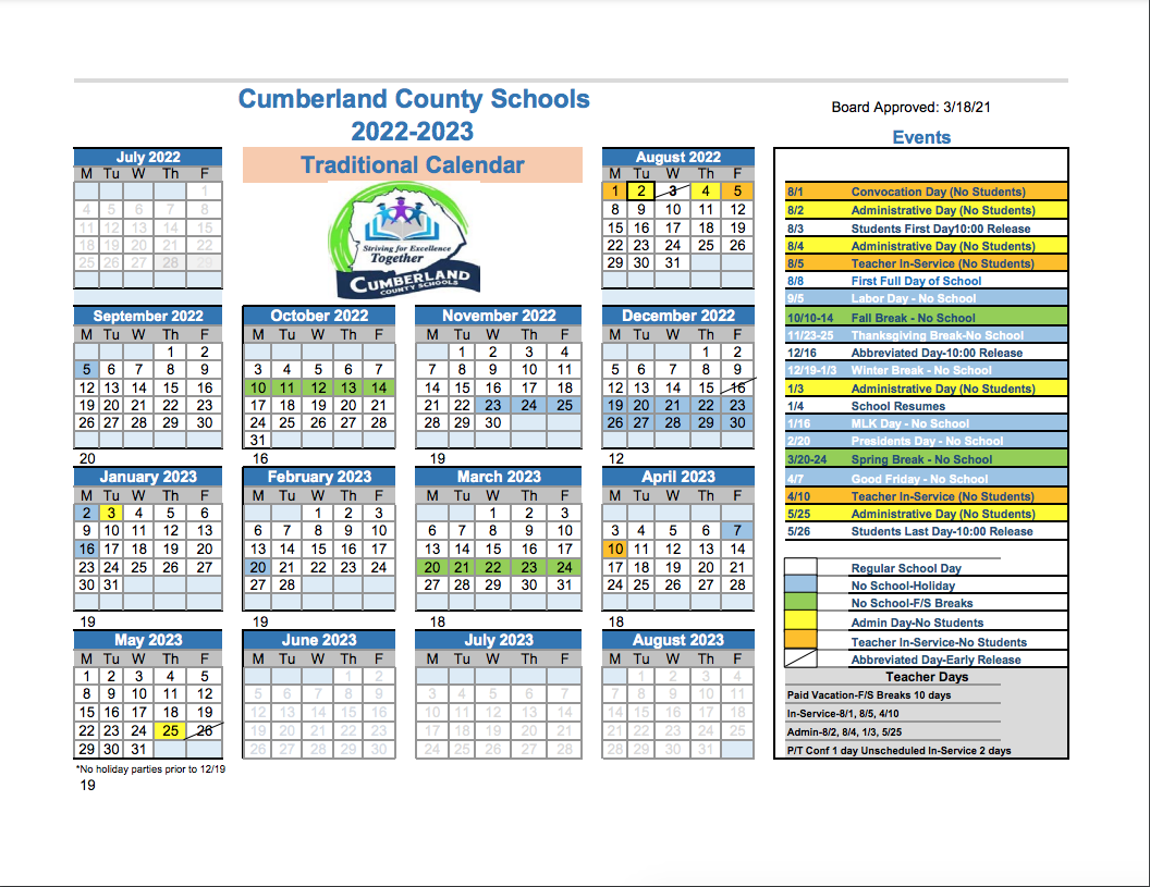 Tcaps Calendar 2022 2023 Calendar - Cumberland County School District