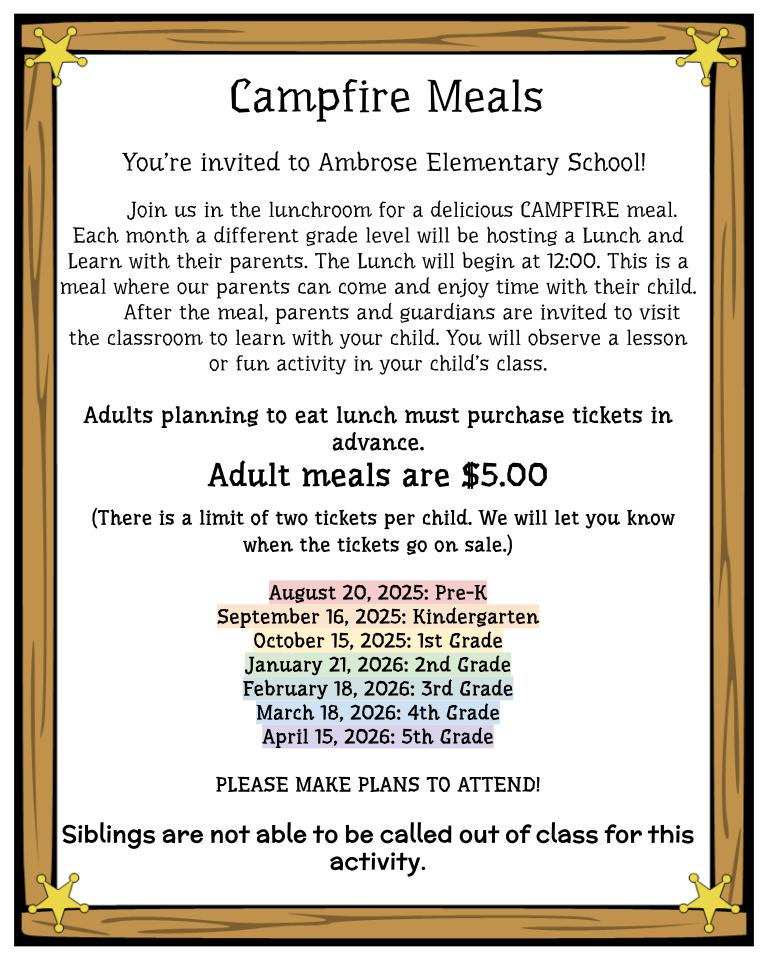 Camp Fire Meal Information 