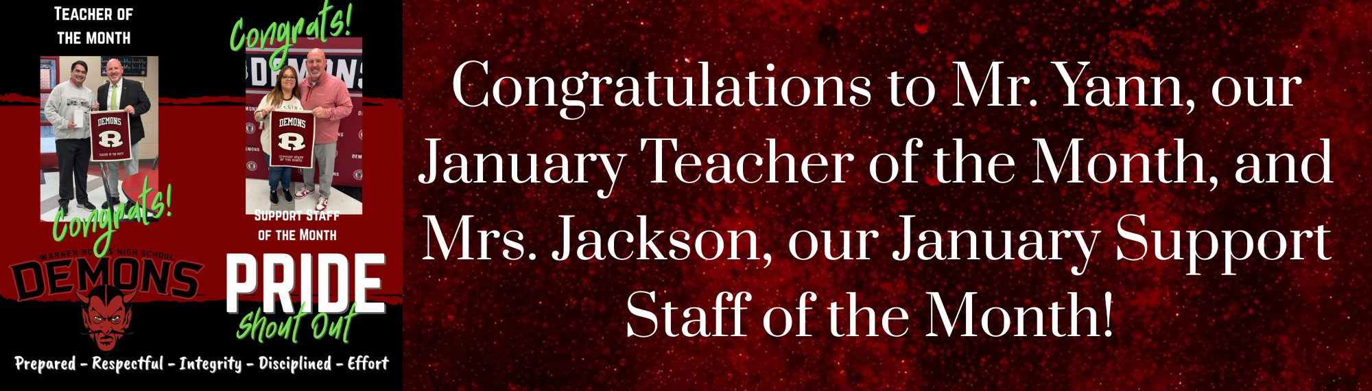 Congratulations to Mr. Yann and Mrs. Jackson!