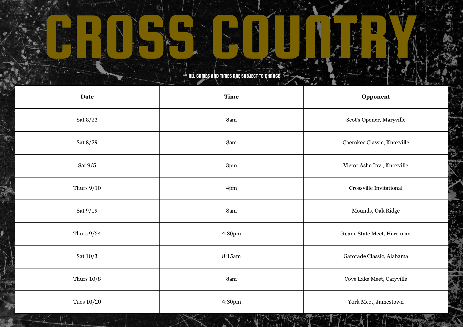 F26 CC Schedule
