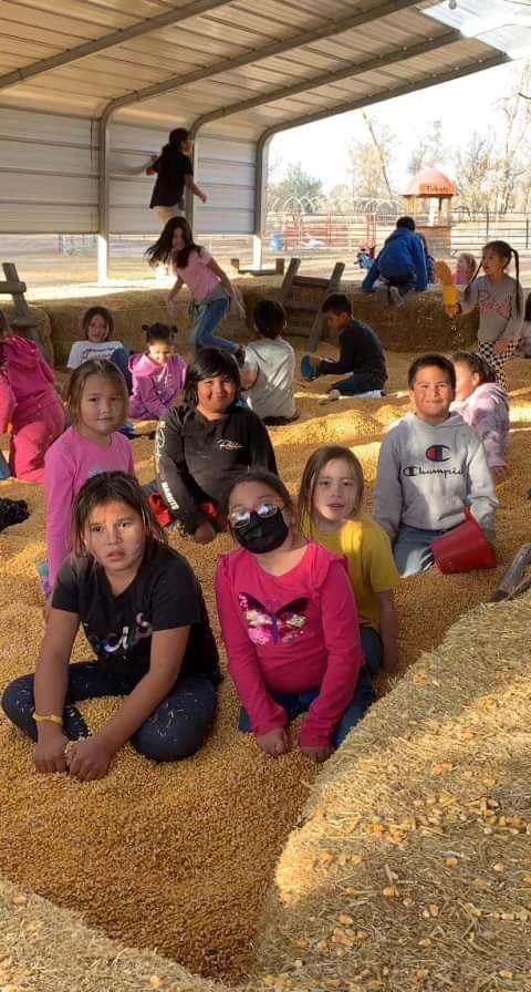 Group of students having fun in the corn