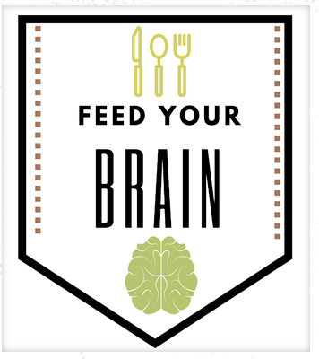 "Feed Your Brain" knife, spoon, fork and brain images