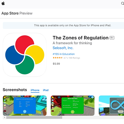 zones of regulation app website